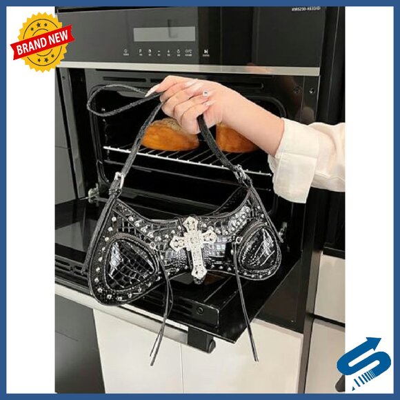 Y2K Studded Crossbody Shoulder Bag PU Leather Punk Style - Picture 6 of 7